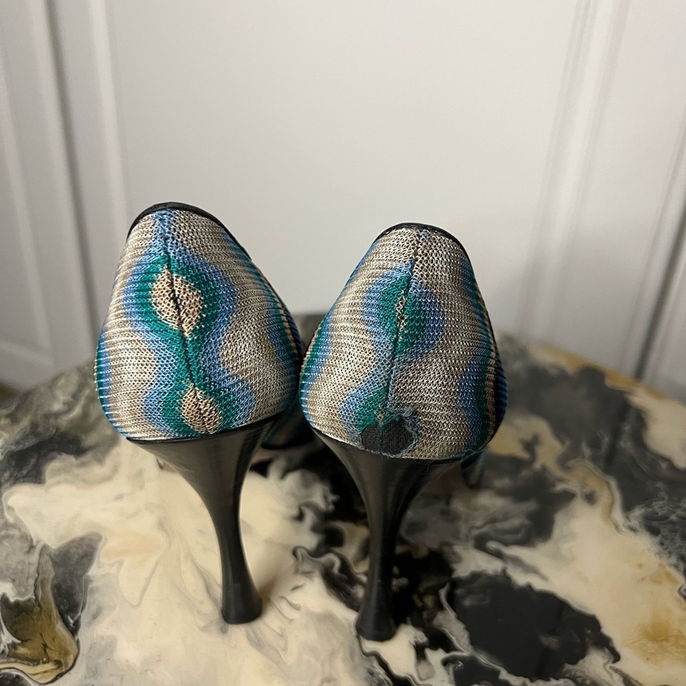 Missoni Early 2000s Zigzag Woven Stiletto Heels Size 38 - Picture 5 of 11